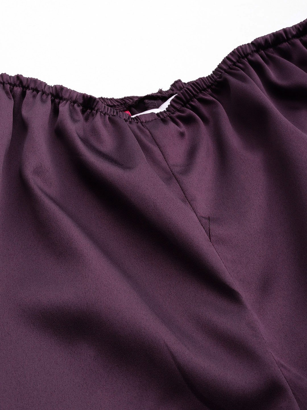 Women's Plus Size Purple Solid Color High Rise Satin Trouser