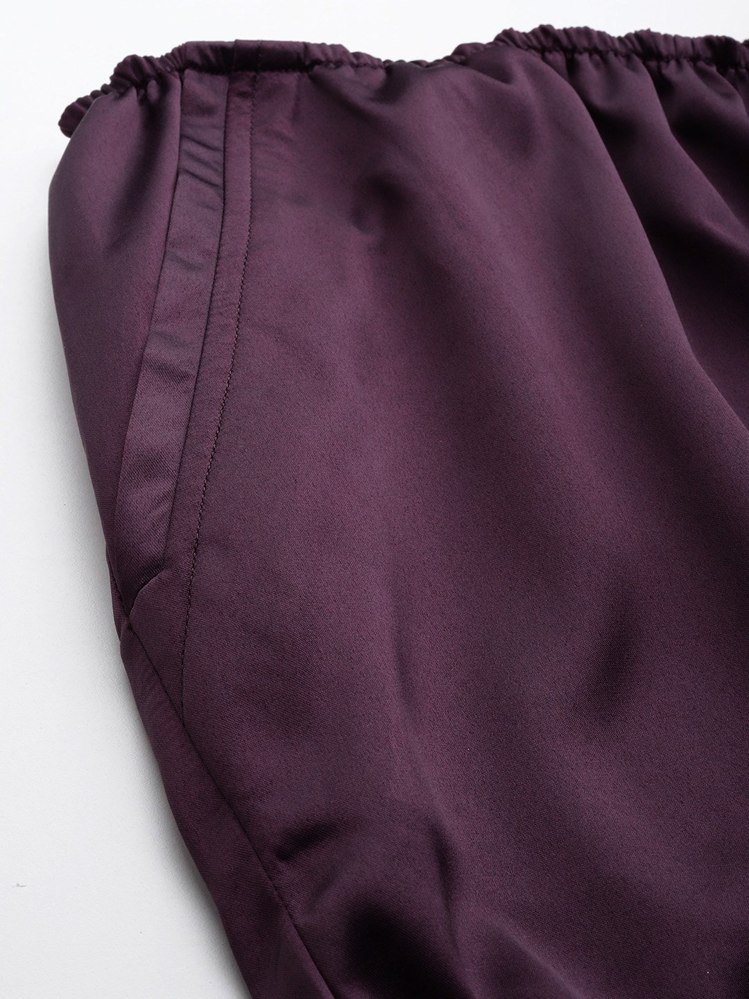 Women's Plus Size Purple Solid Color High Rise Satin Trouser