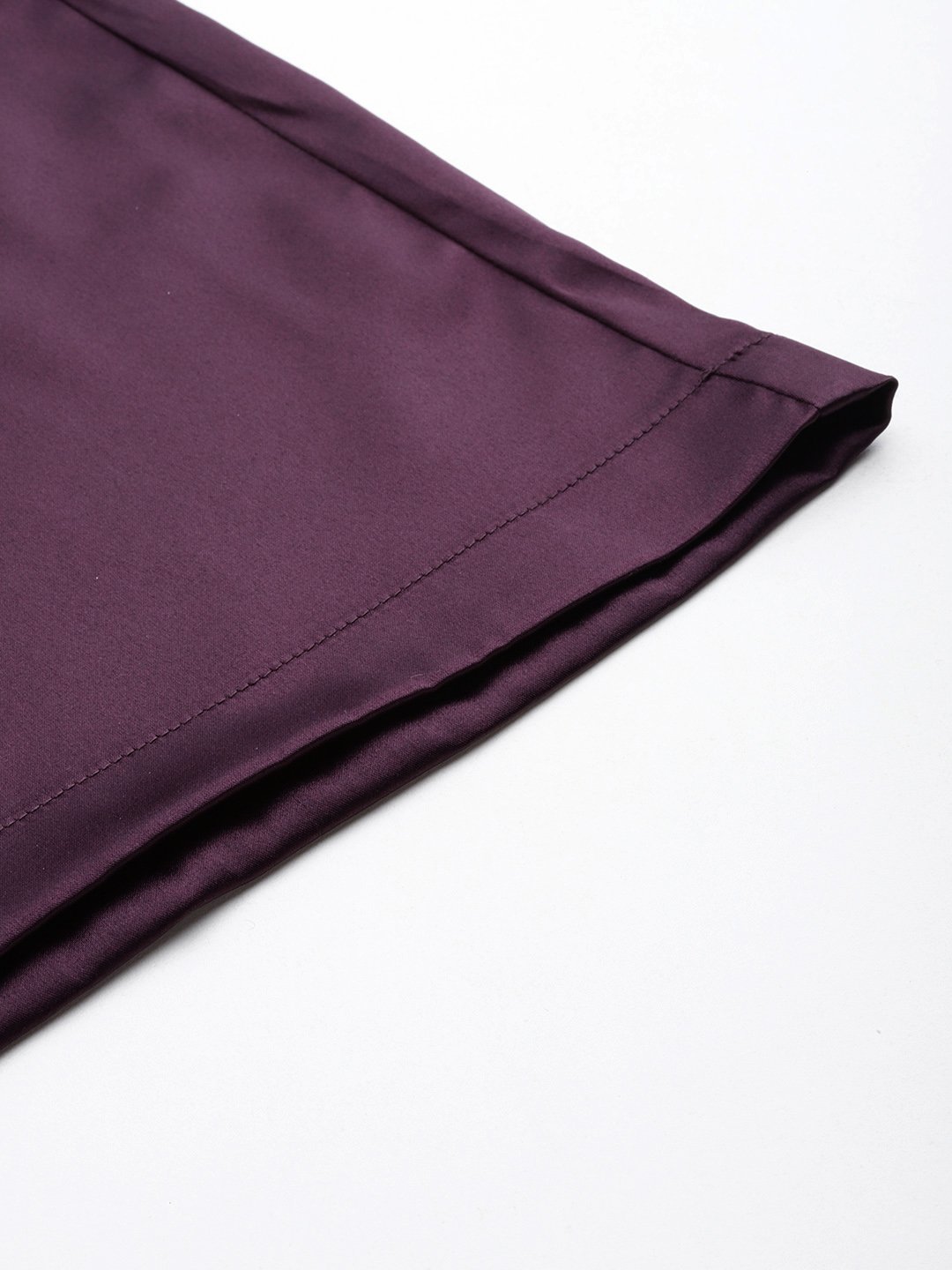 Women's Plus Size Purple Solid Color High Rise Satin Trouser