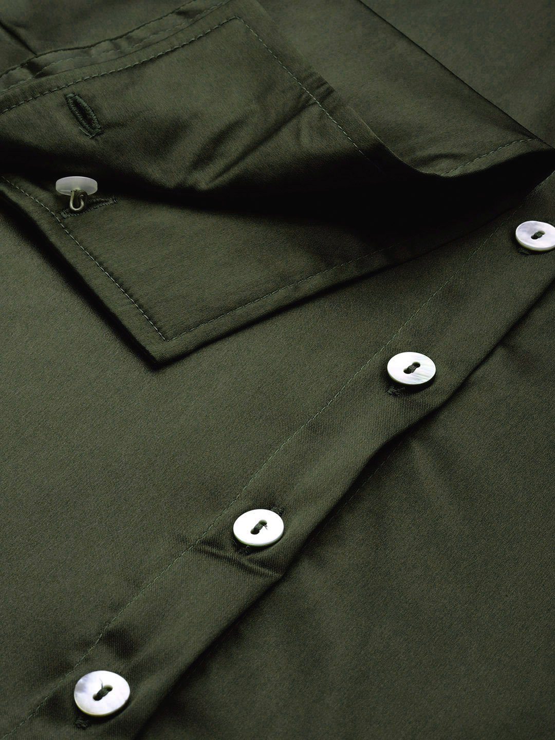 Women's Plus Size Olive Solid Color Party Wear Satin Shirt