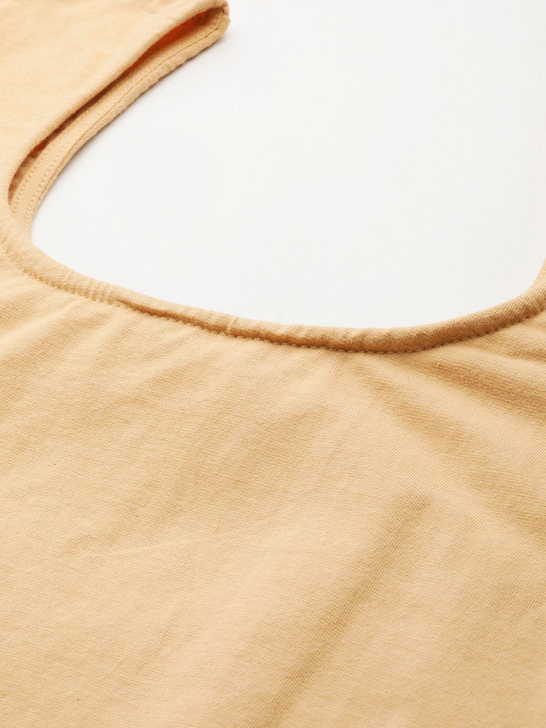 Women's Plus SizeBeige Solid Color Knitted Crop Top