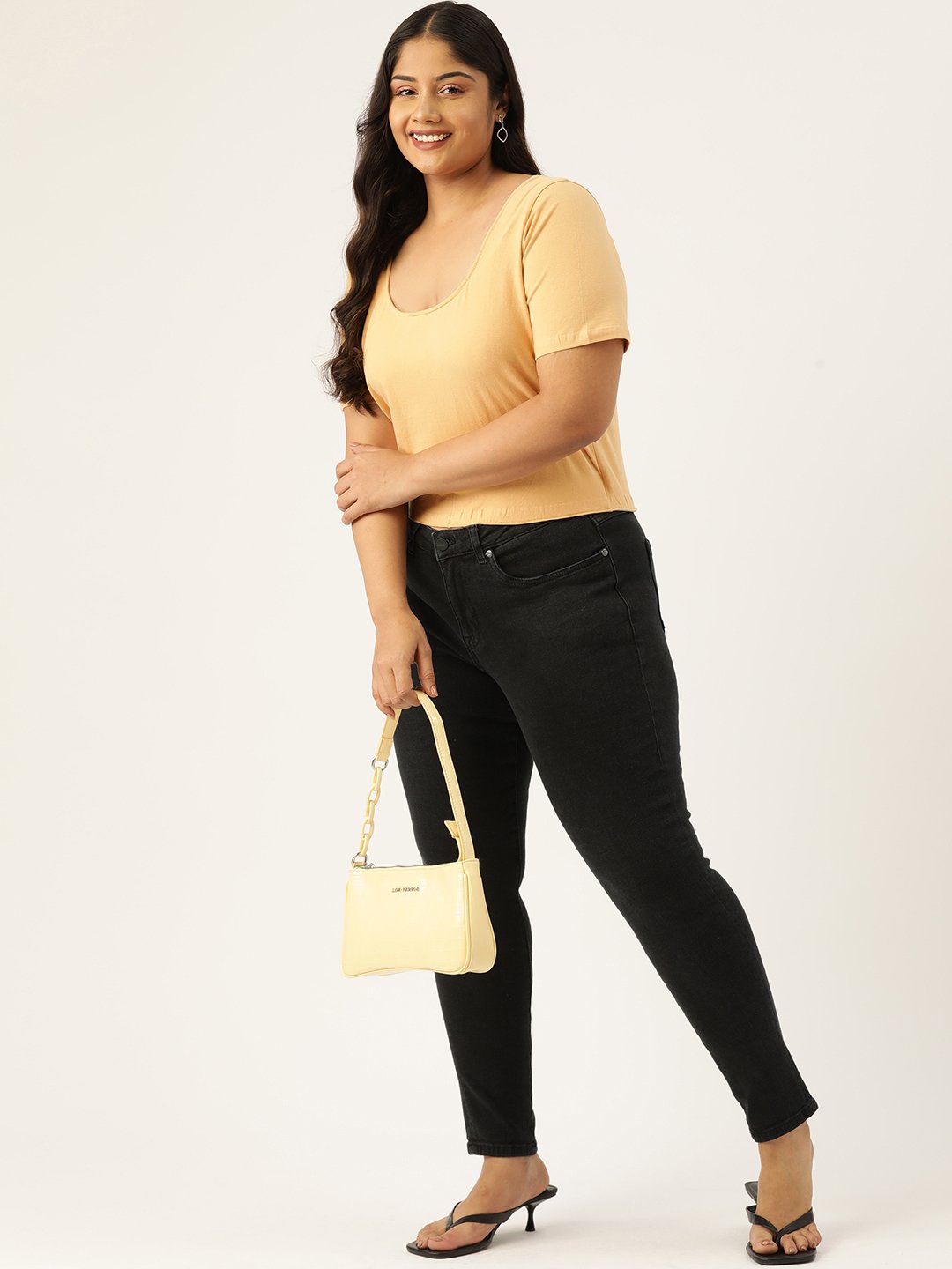 Women's Plus SizeBeige Solid Color Knitted Crop Top