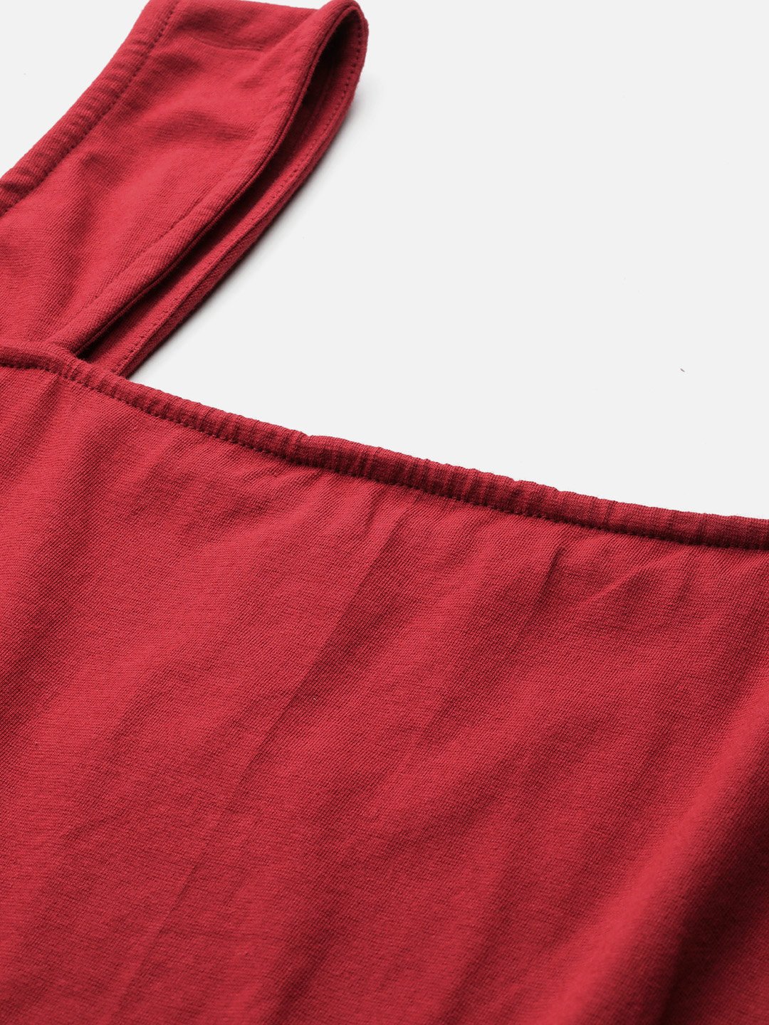 Women's Plus Size Maroon Solid Color Knitted Crop Top