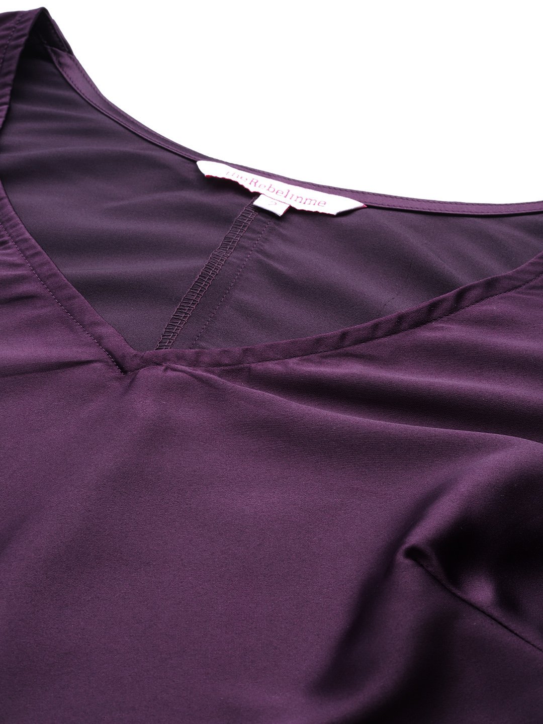 Women's Plus Size Purple Solid Color Satin Top