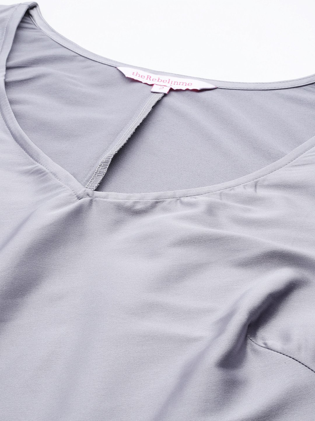 Women's Plus Size Silver Solid Color Satin Top