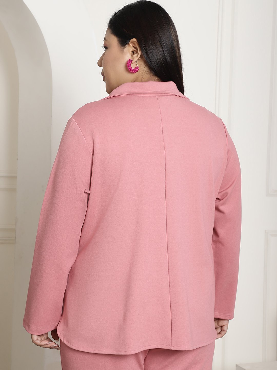 Women's Plus Size Pink Solid Color Single