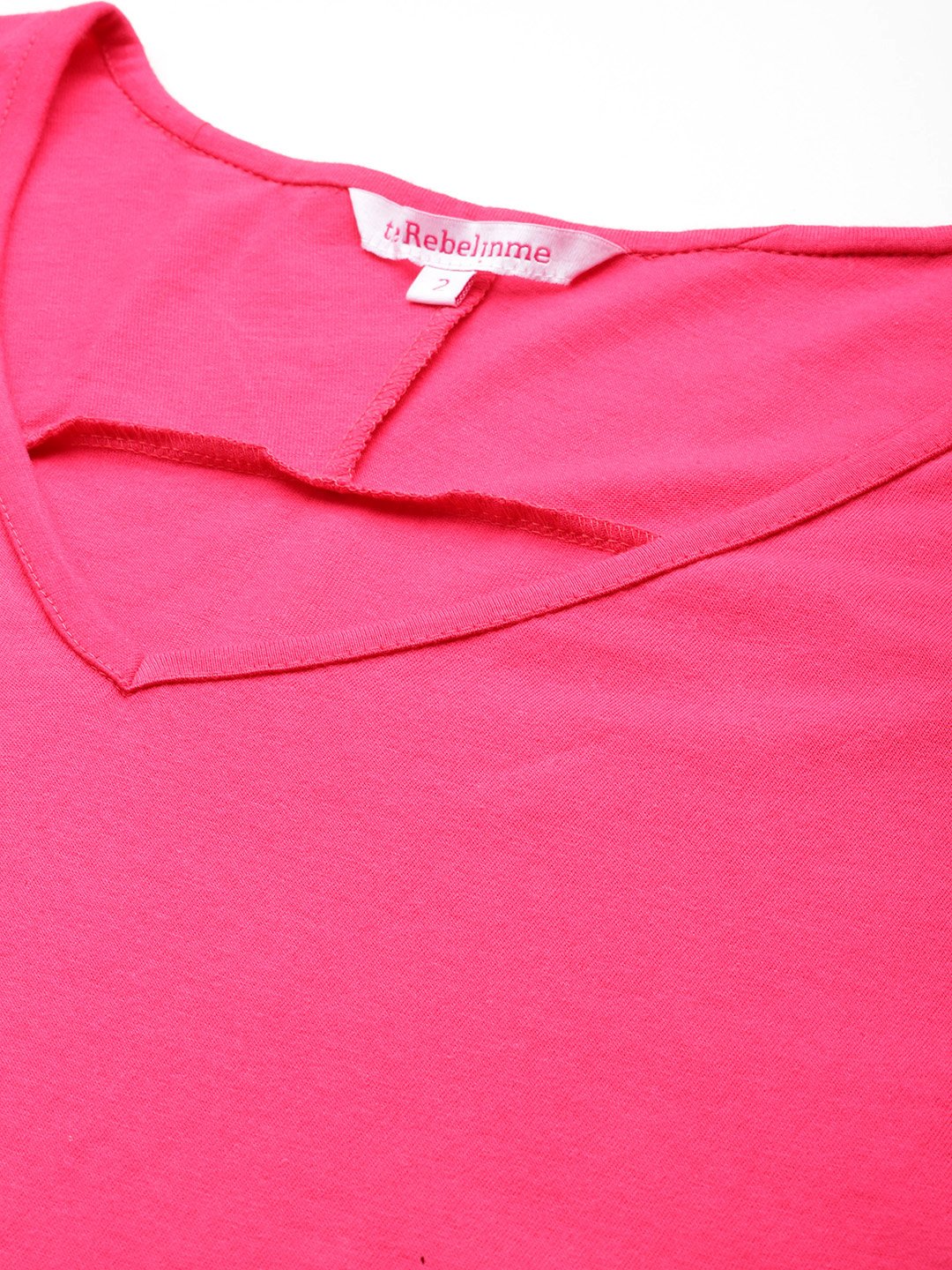 Women's Plus Size Fuchsia Solid Color Longline Cotton Top