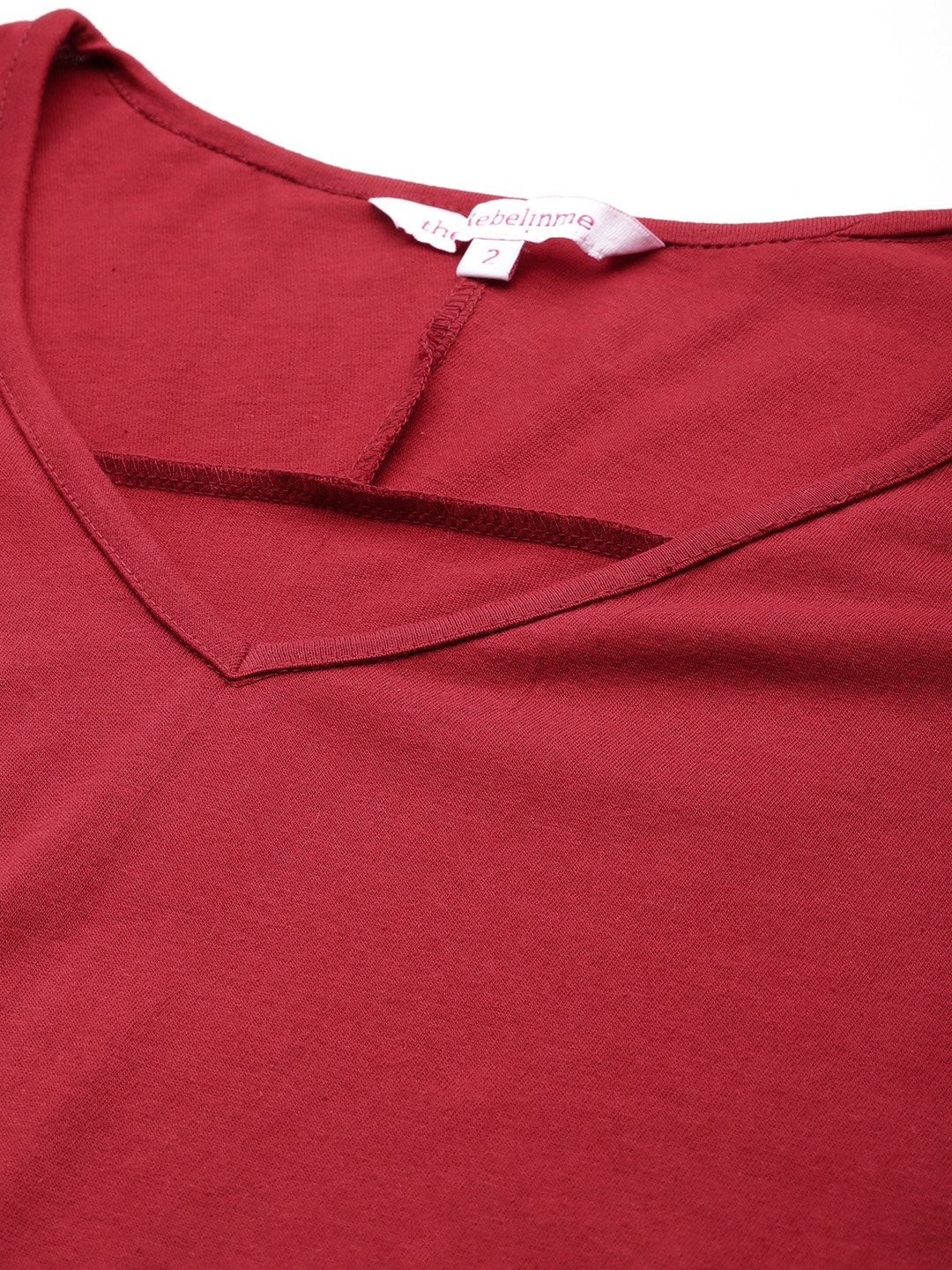 Women's Plus Size Maroon Solid Color Longline Cotton Top