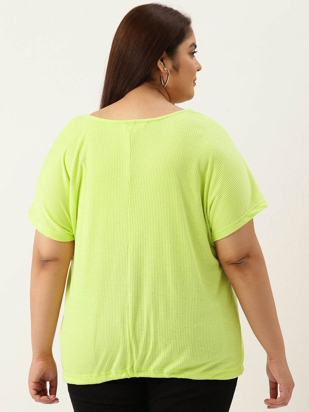 Women's Plus Size Lime solid color Cotton Top