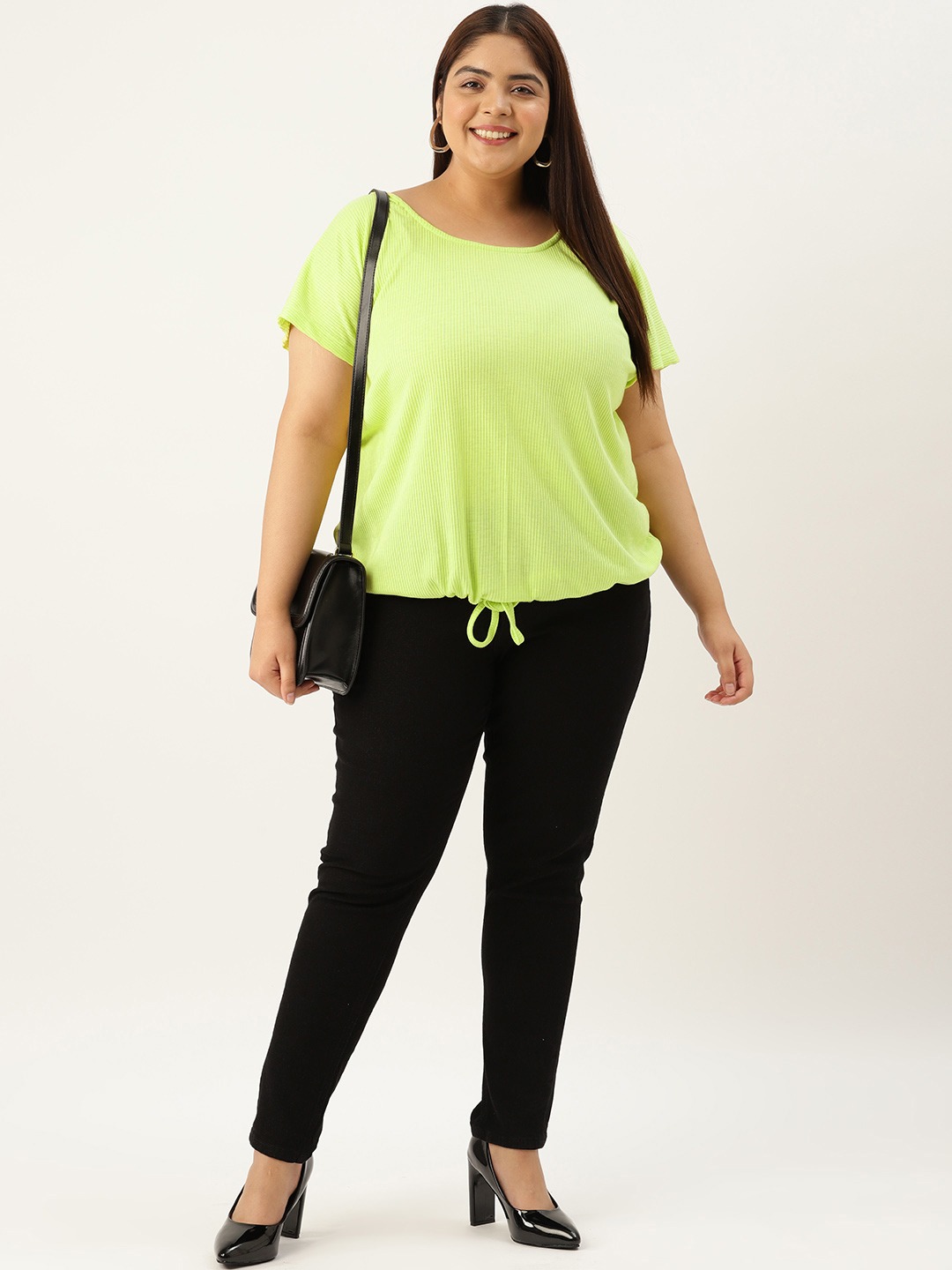 Women's Plus Size Lime solid color Cotton Top