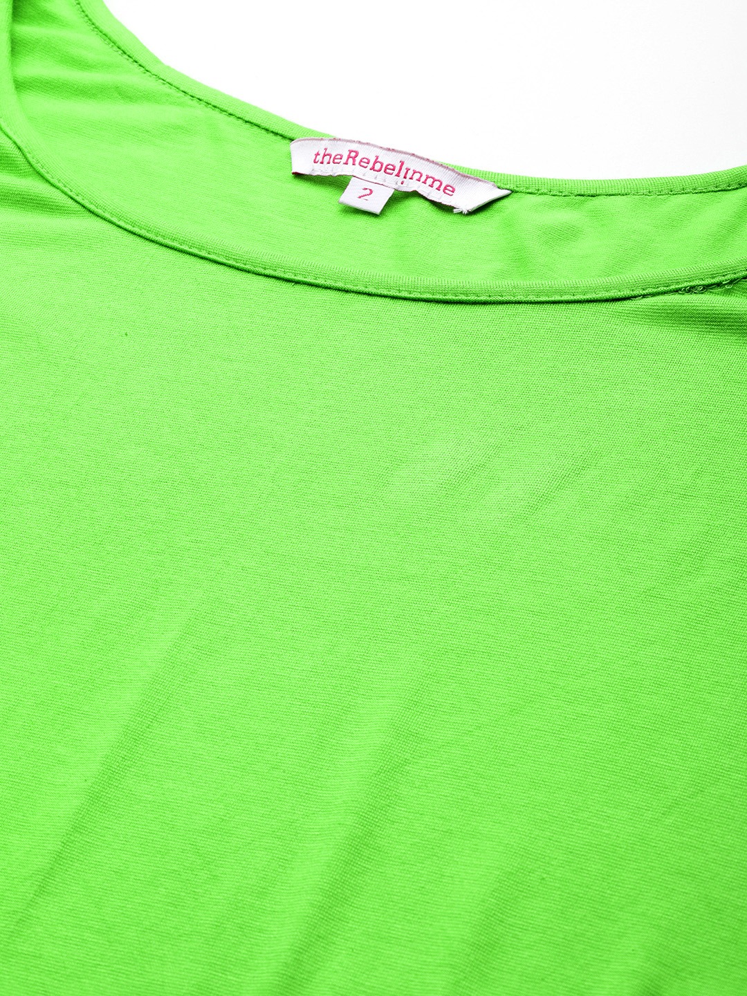 Women's Plus Size Bright Green Solid Color Flutter Sleeve Longline Top