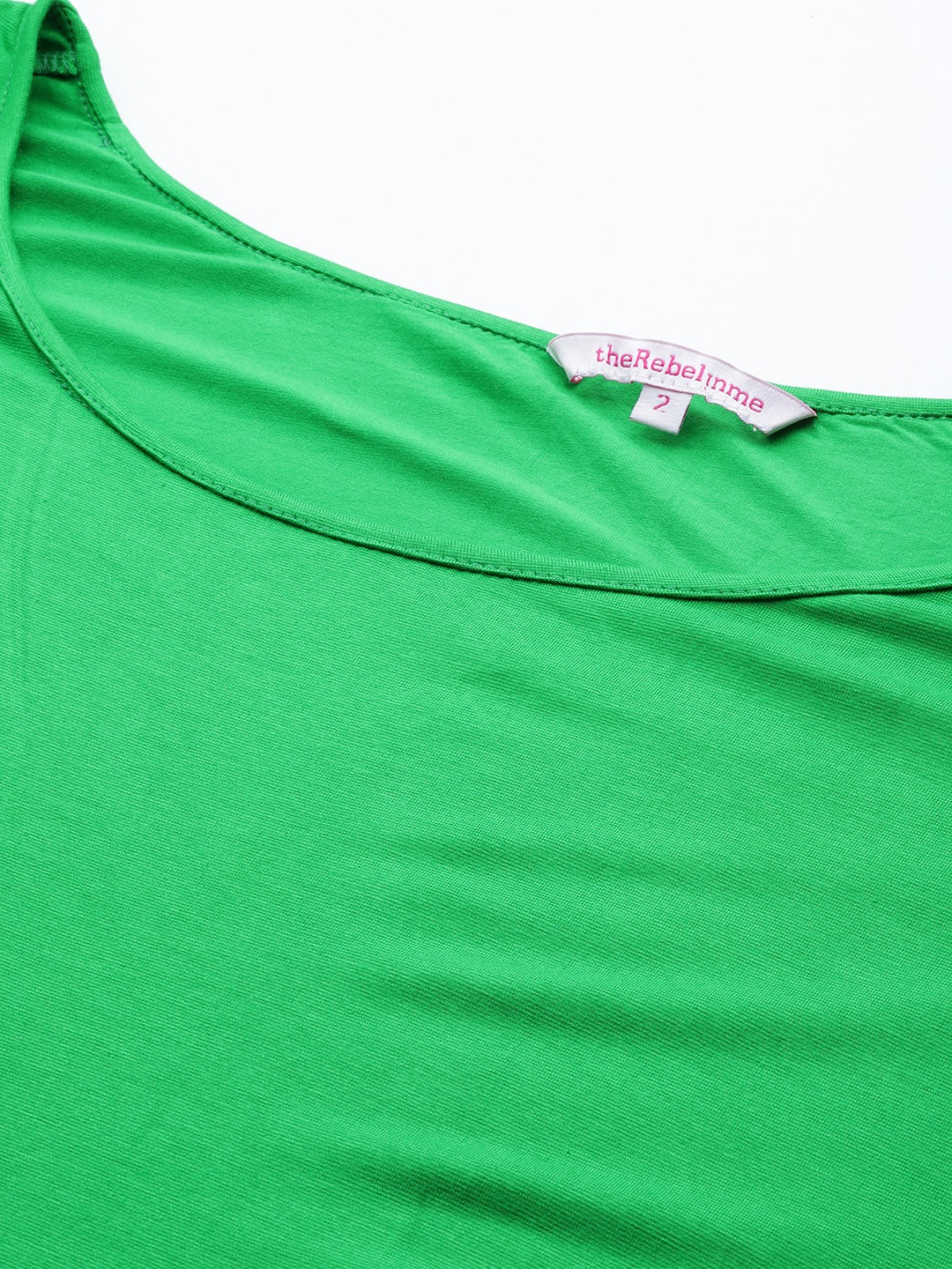 Women's Plus Size Emerlad Green Solid Color Flutter Sleeve Longline Top