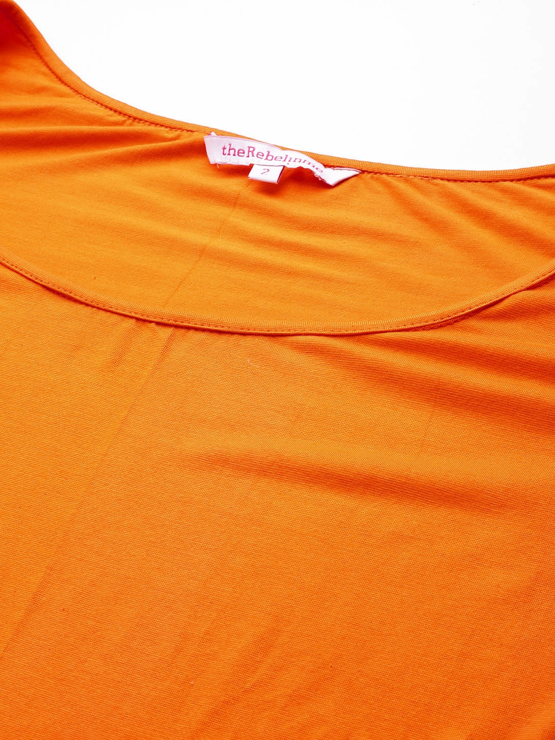 Women's Plus Size Orange Solid Color Flutter Sleeve Longline Top