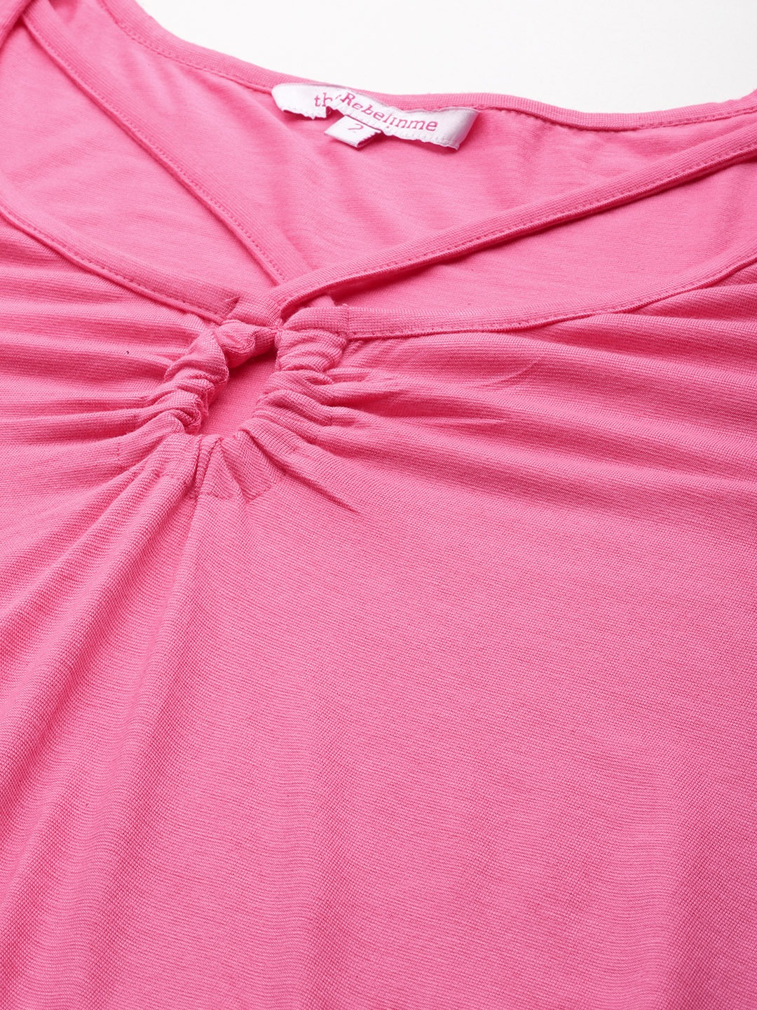 Women's Plus Size Pink Solid Color Key Hole Neck Knitted Top
