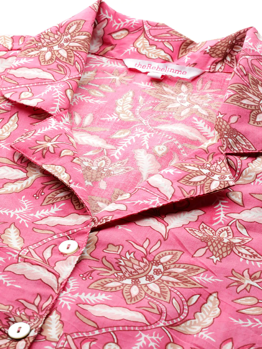 Women's Plus Size Fuchsia Floral Print Casual Shirt