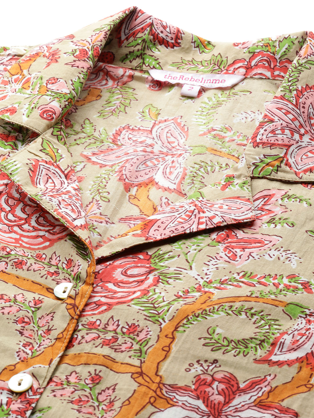 Women's Plus Size Green Floral Print Casual Shirt