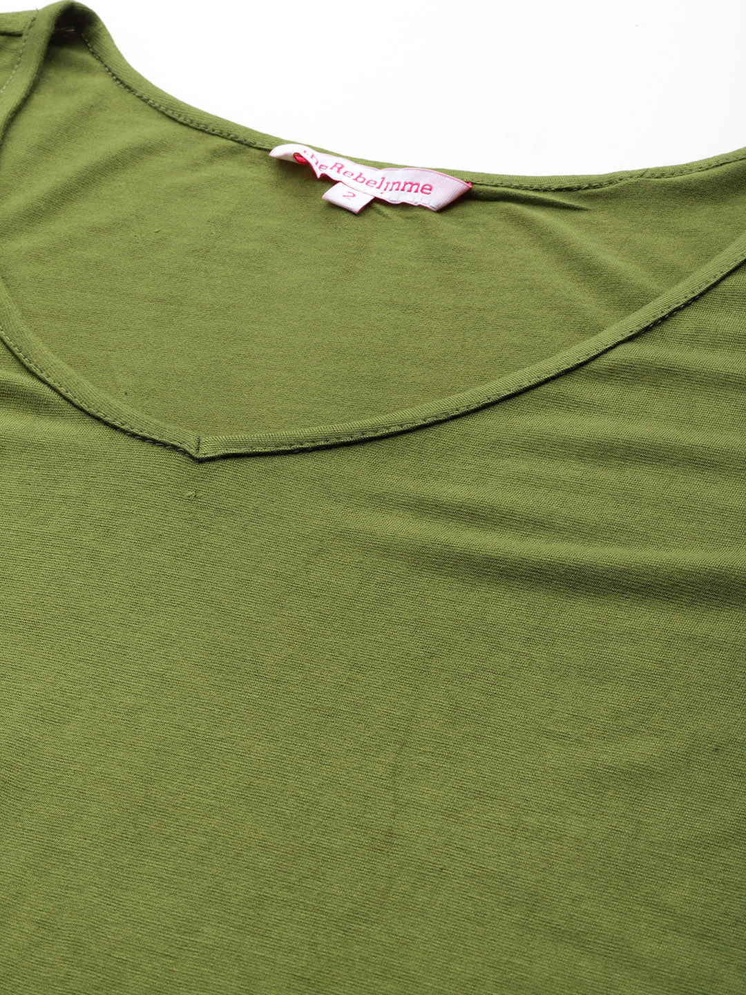 Women's Plus Size Olive Green Solid Color Asymmetrical Longline Knitted Top