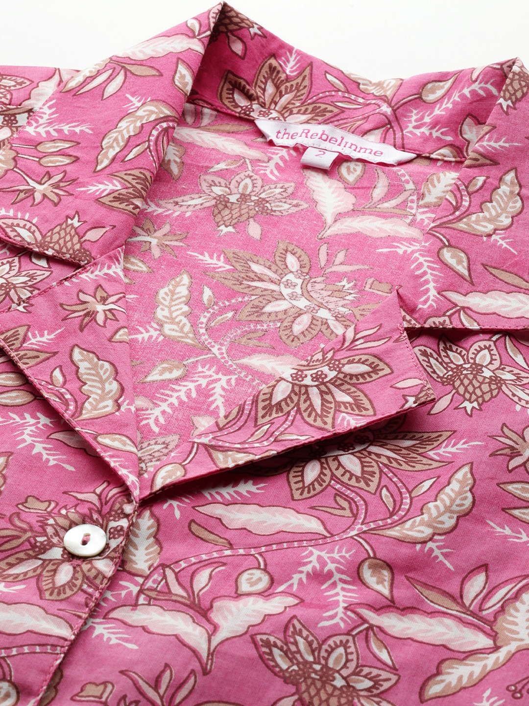 Women's Plus Size Fuchsia Floral Print Sleeveless Casual Shirt
