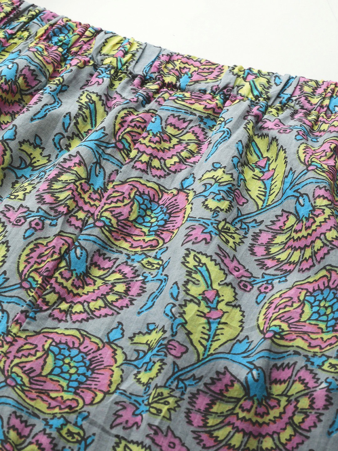 Women's Plus Size Grey Floral Print Cotton Trouser