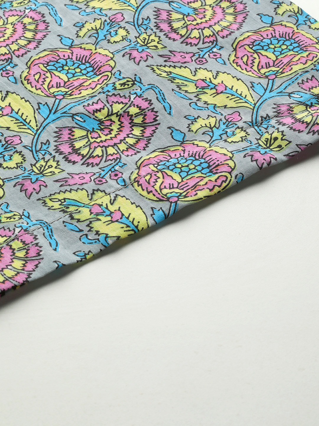 Women's Plus Size Grey Floral Print Cotton Trouser