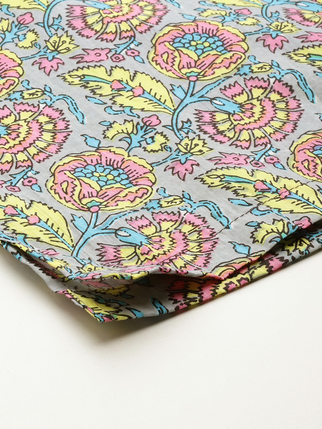 Women's Plus Size Grey Floral Print Cotton Capri
