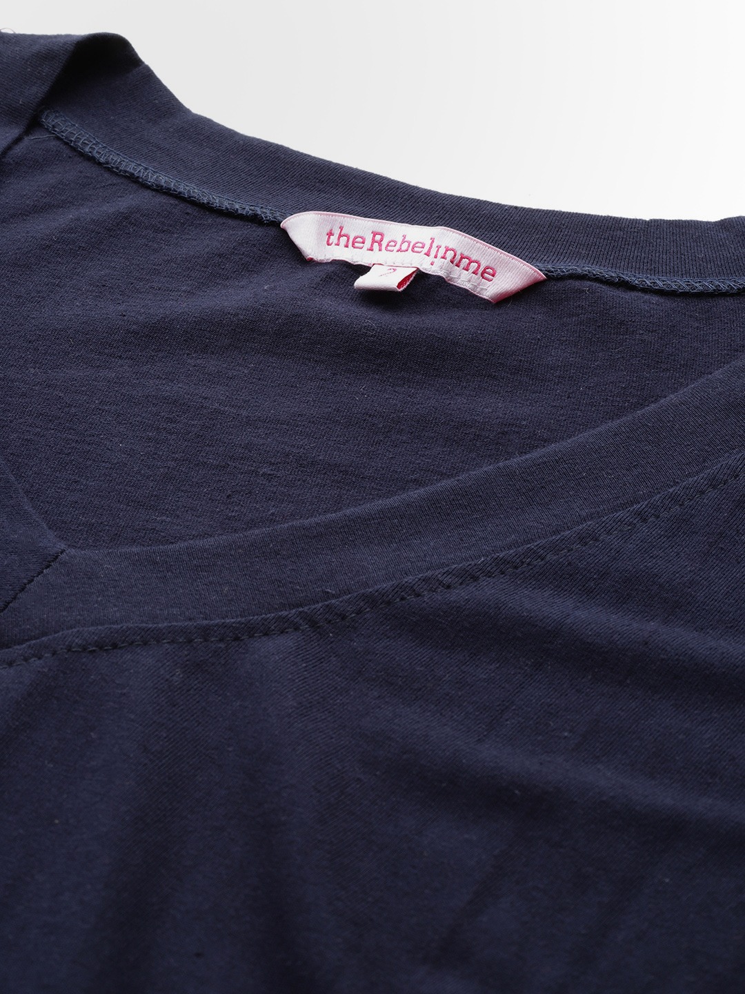 Women's Plus Size Navy Blue Solid Color Cotton Knitted A-Line Dress