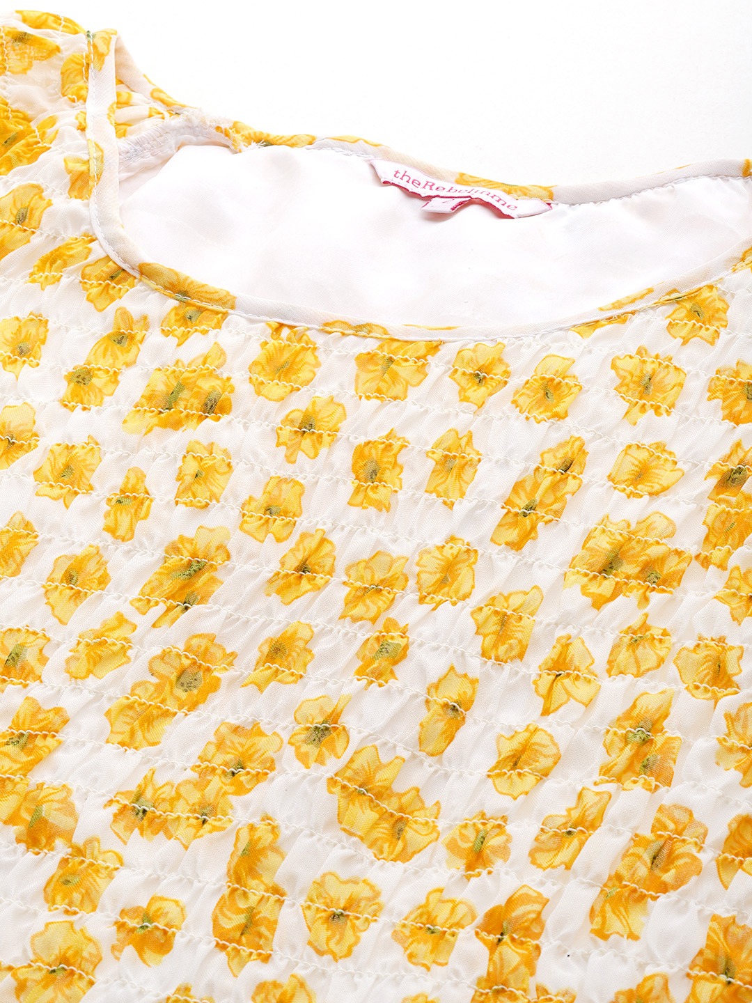 Women's Plus Size Yellow Floral Printed Georgette A-Line Midi Dress
