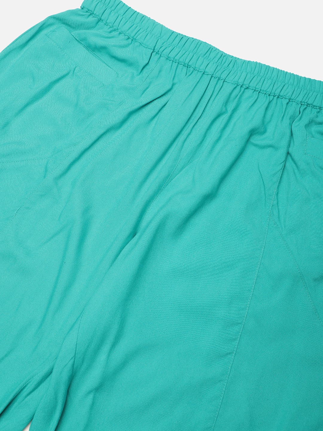 Women's Plus Size Teal Solid Color woven flared palazzos