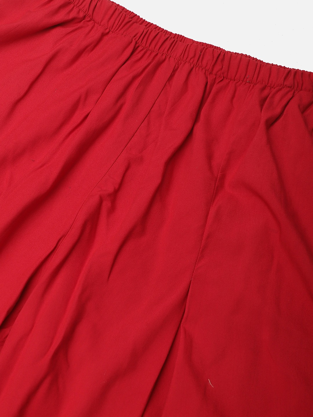 Women's Plus Size Red Solid Color woven pleated palazzos