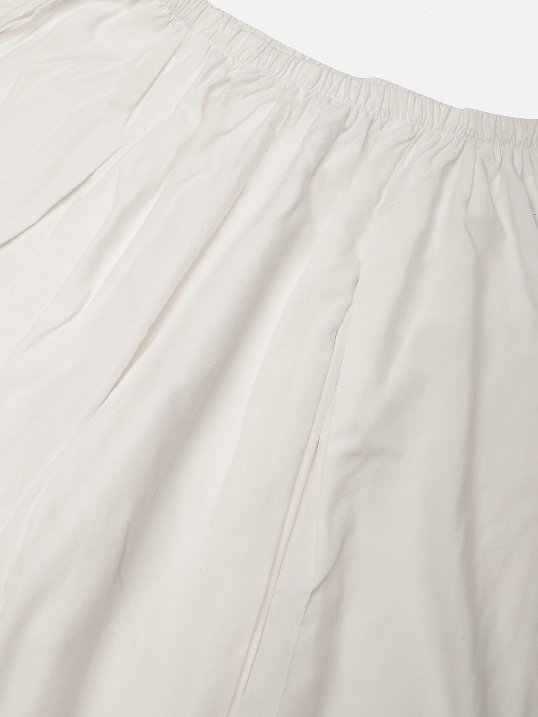 Women's Plus Size White Solid Color woven pleated palazzos