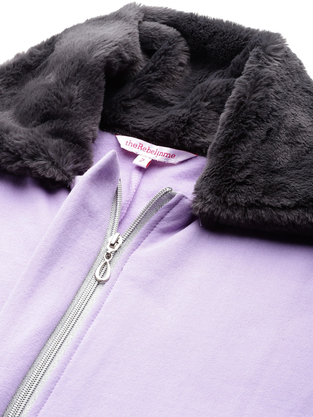 Women's Plus Size Lilac Solid Color Winter Fleece Jacket