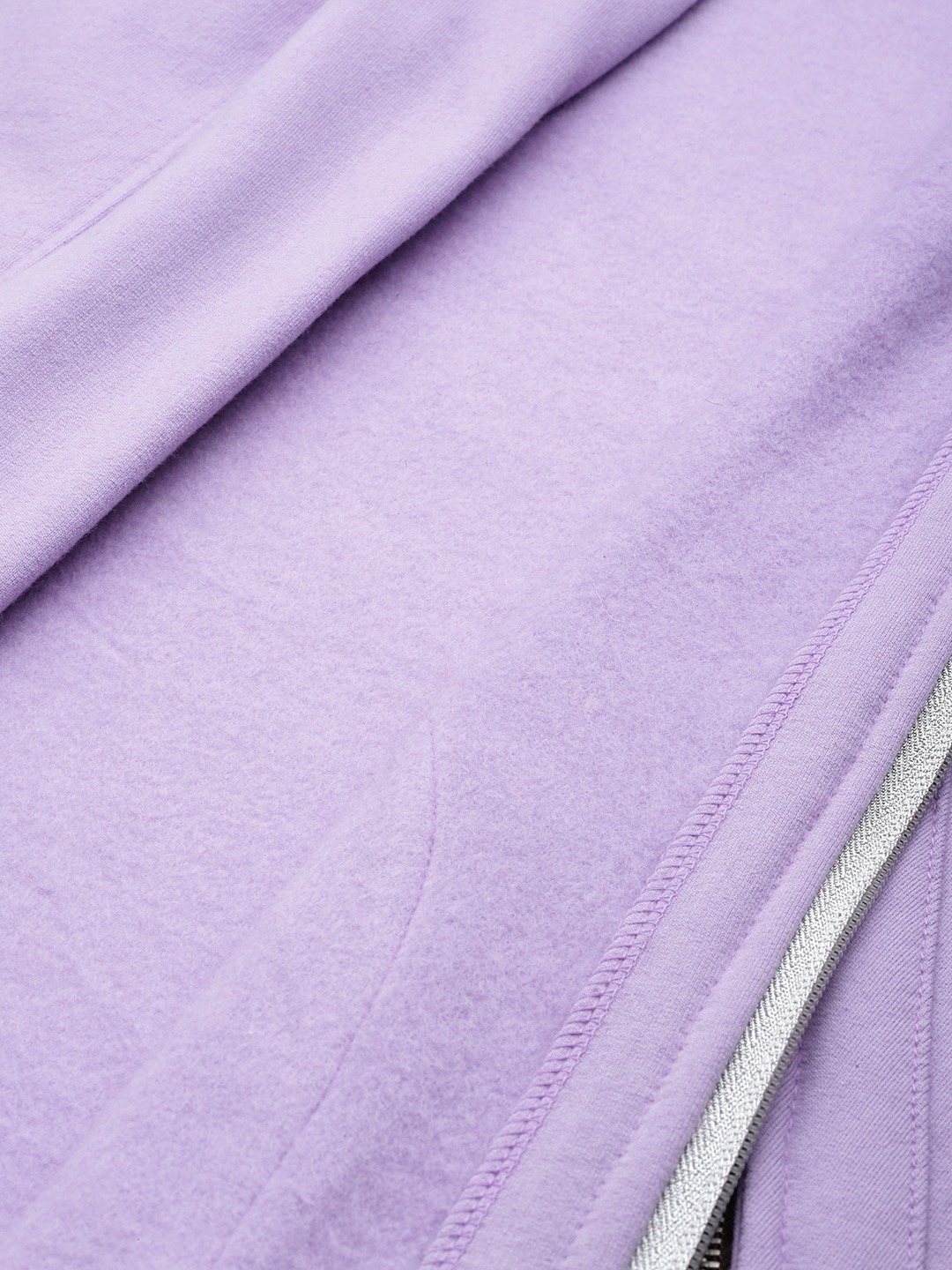 Women's Plus Size Lilac Solid Color Winter Fleece Jacket