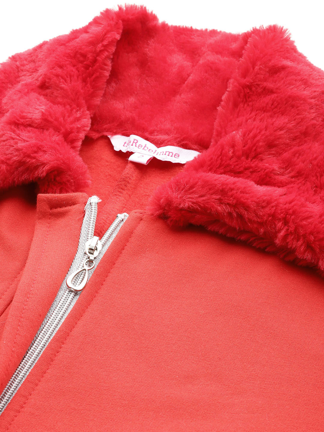 Women's Plus Size Red Solid Color Winter Fleece Jacket