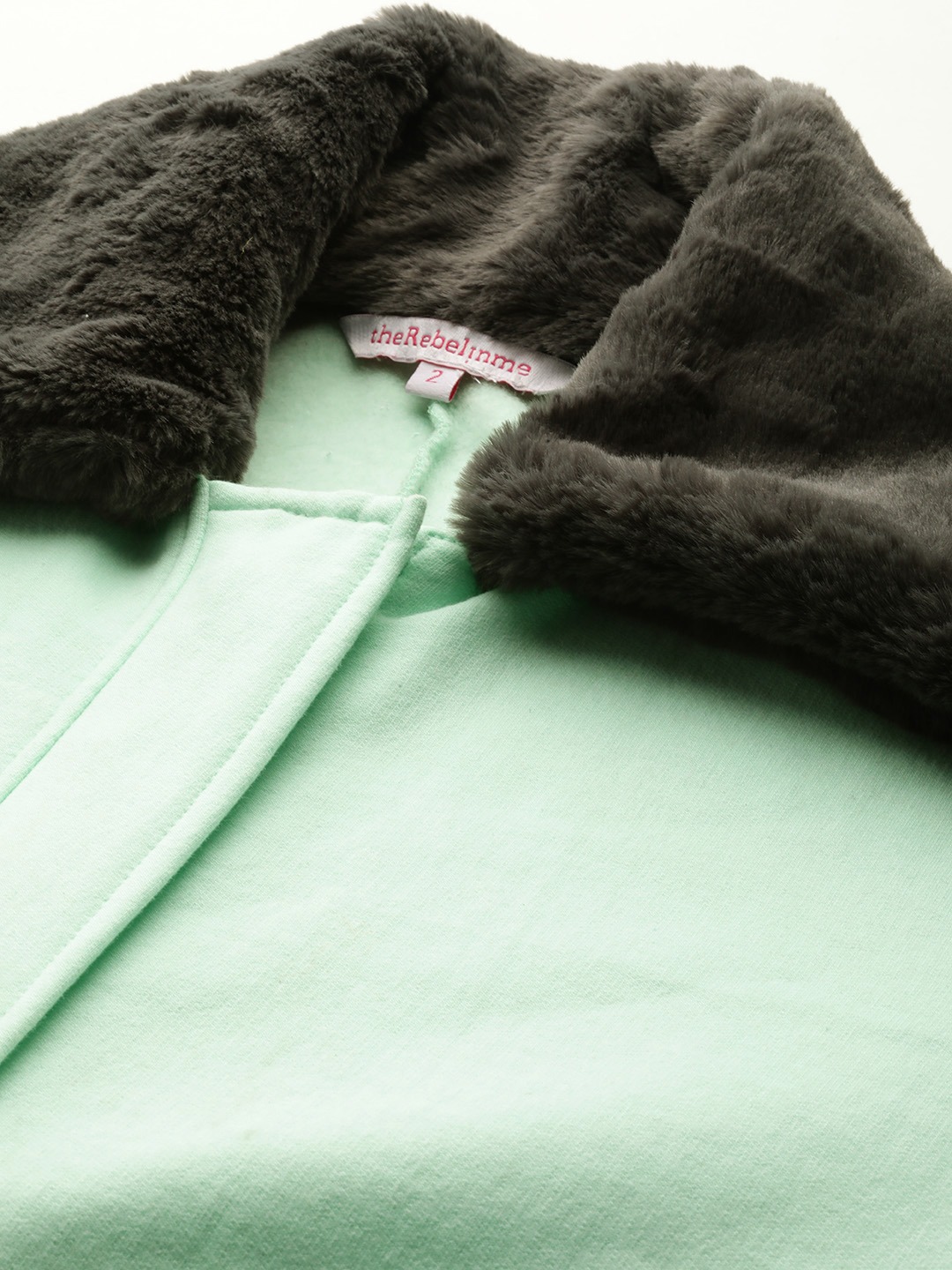 Women's Plus Size Sea Green Solid Color Winter Fleece Jacket