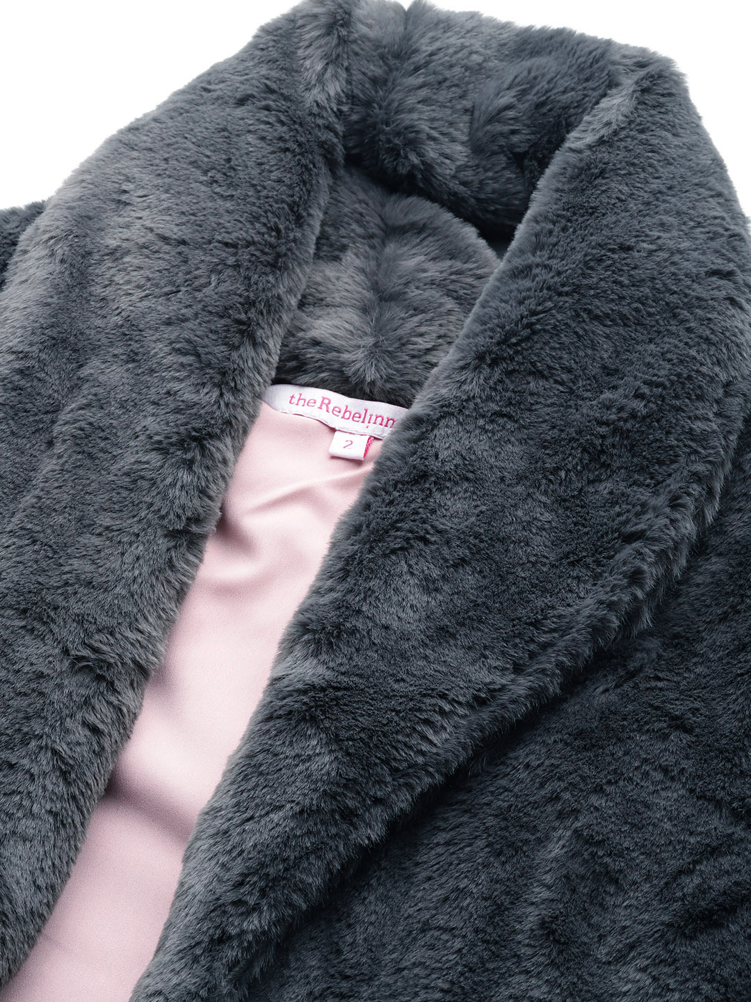 Women's Plus Size Charcoal Grey Color Faux Fur Open front jacket