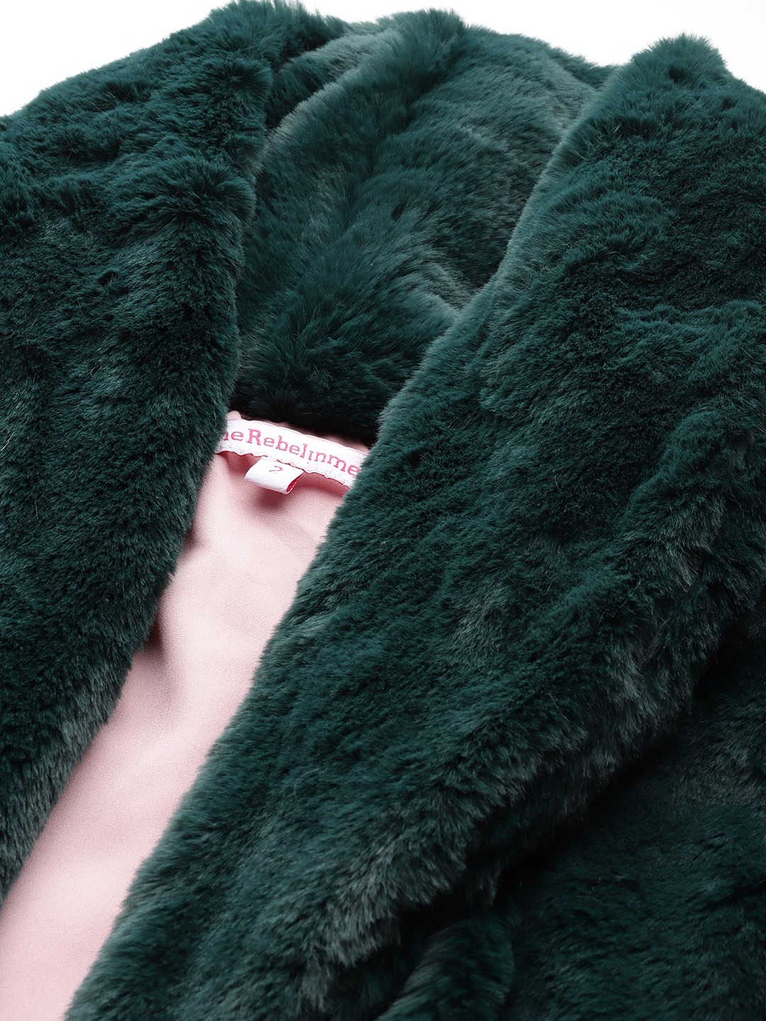 Women's Plus Size Bright Green Color Faux Fur Open front jacket
