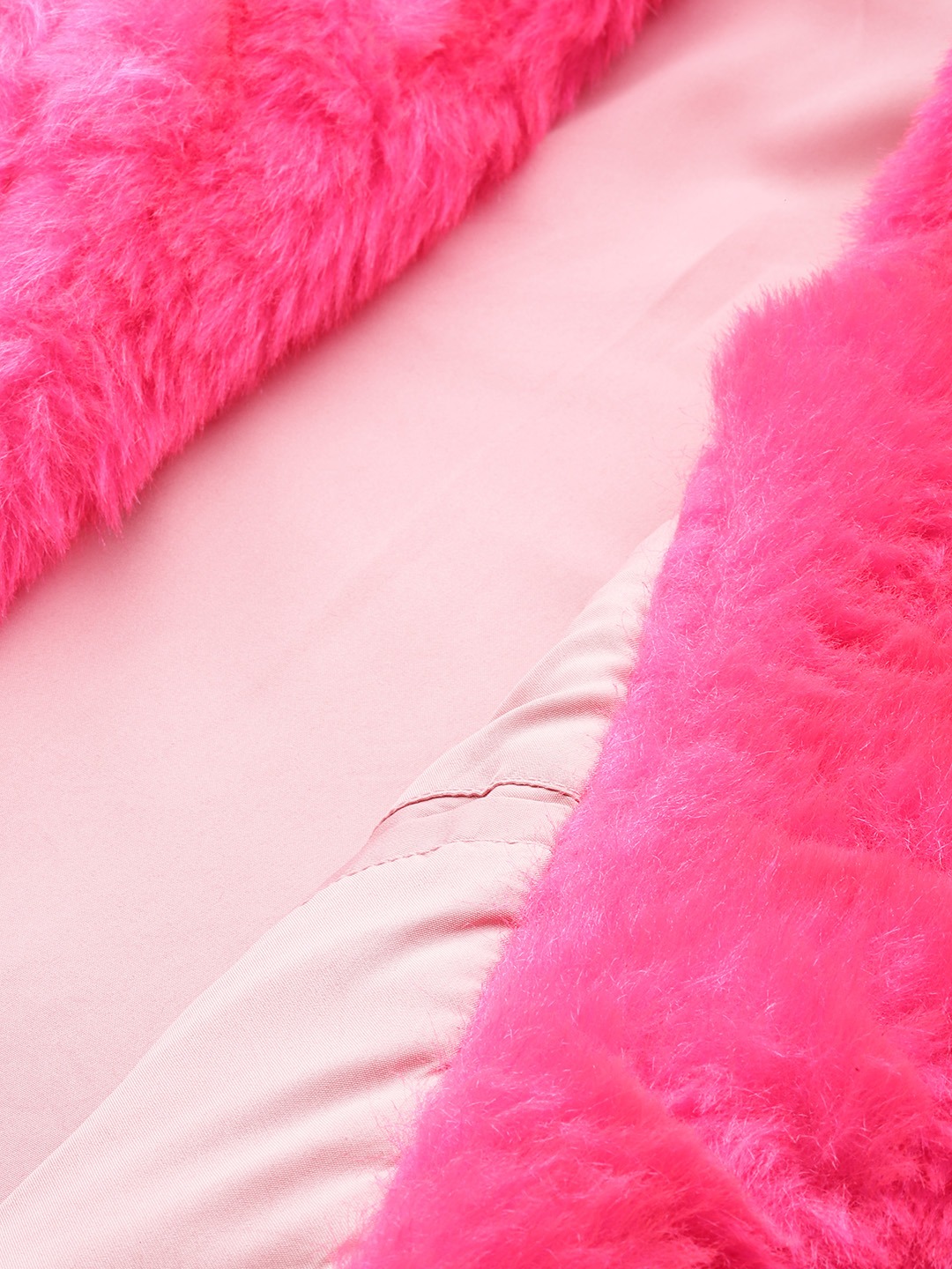 Women's Plus Size Dark Pink Color Faux Fur Open front jacket