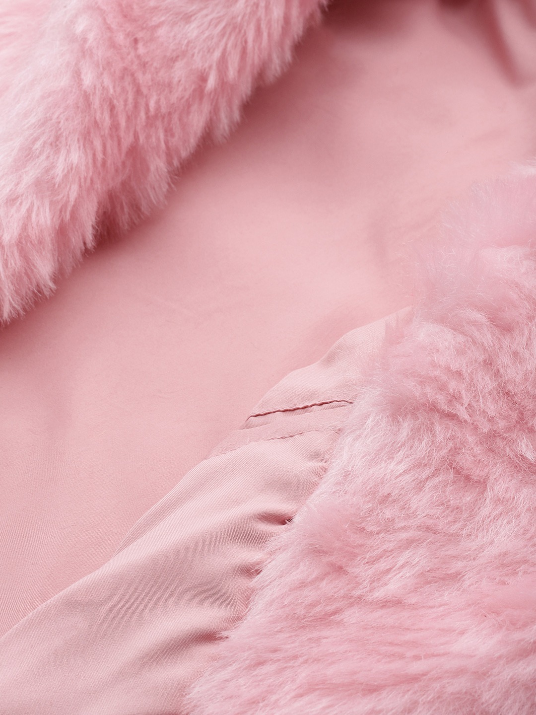 Women's Plus Size Pink Color Faux Fur Open front jacket