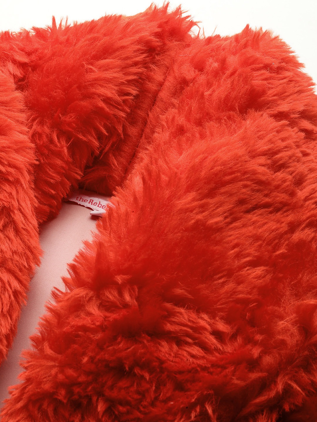 Women's Plus Size Red Color Faux Fur Open front jacket