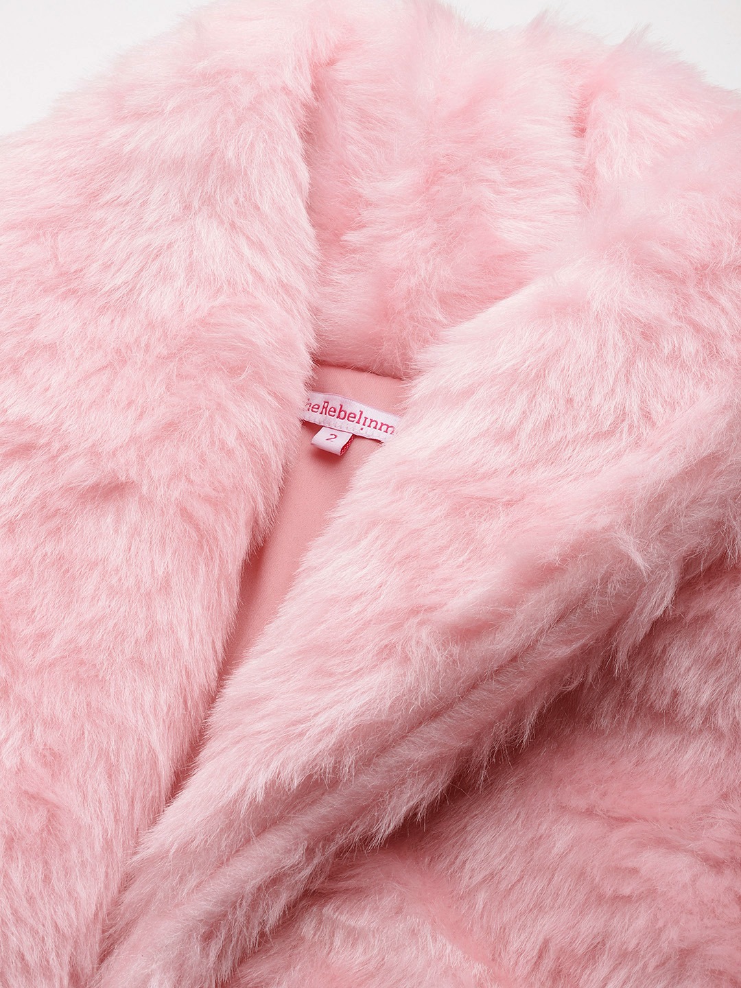 Women's Plus Size Pink Color Faux Fur Open front Longline jacket