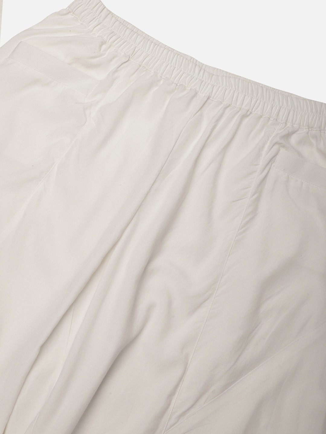 Women's Plus Size White Solid Color woven flared palazzos