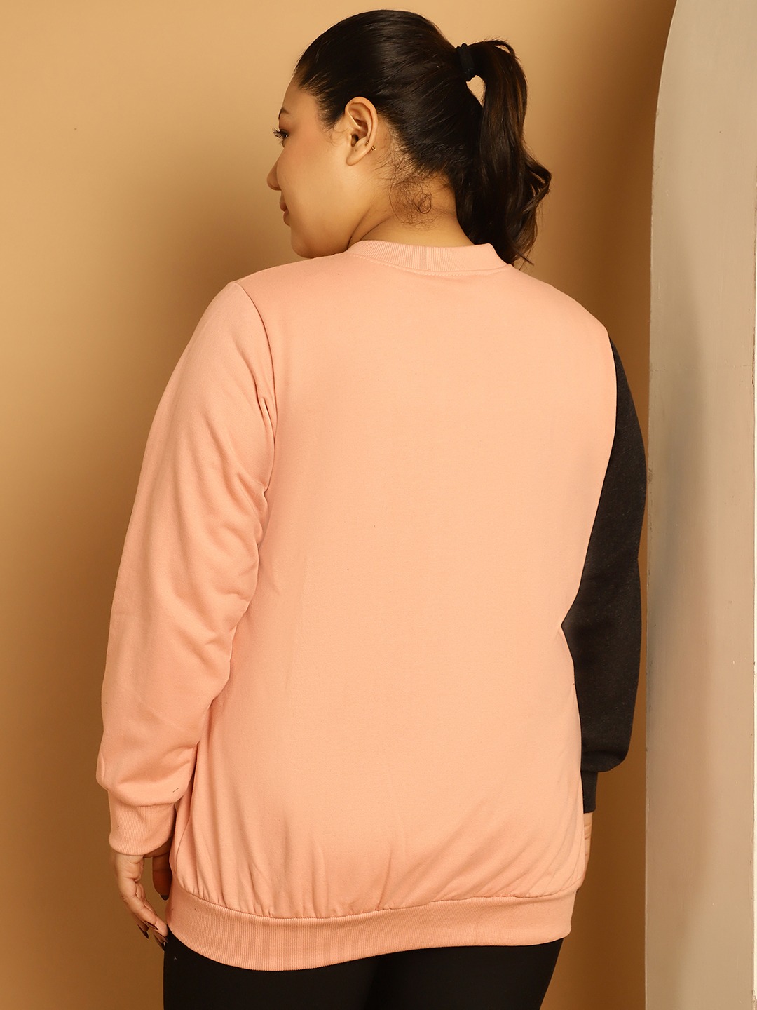 Women's Plus Size Pink & Charcoal Grey Color Block Jacket