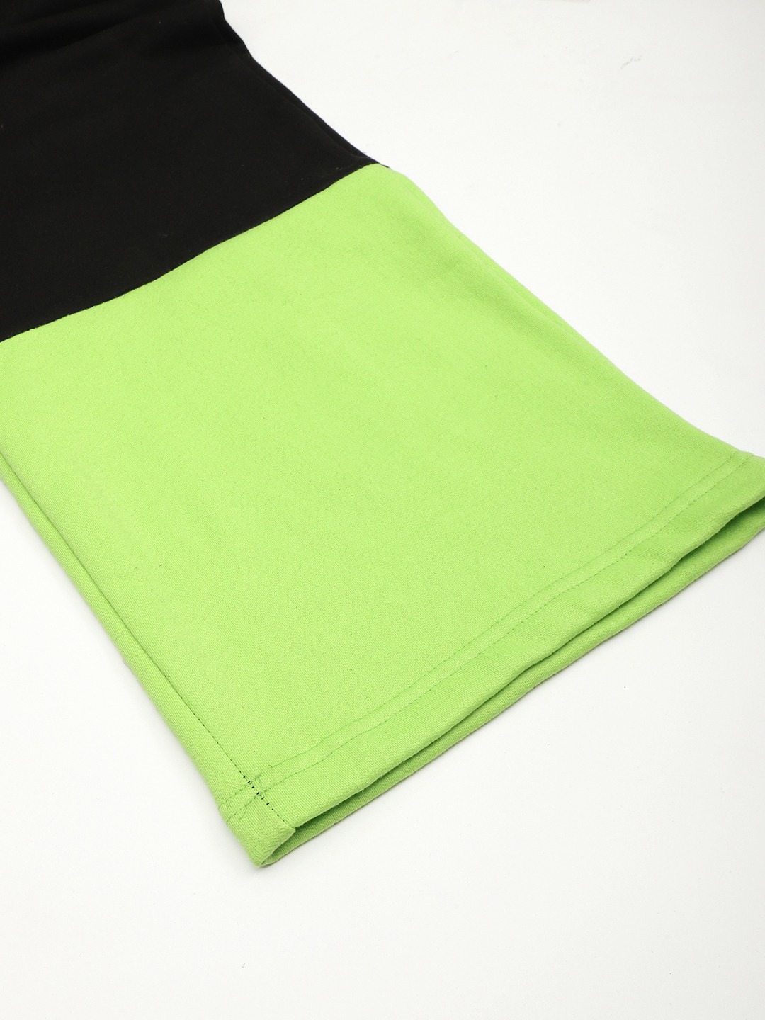 Women's Plus Size Bright Green & Black Color Block Winter Trouser