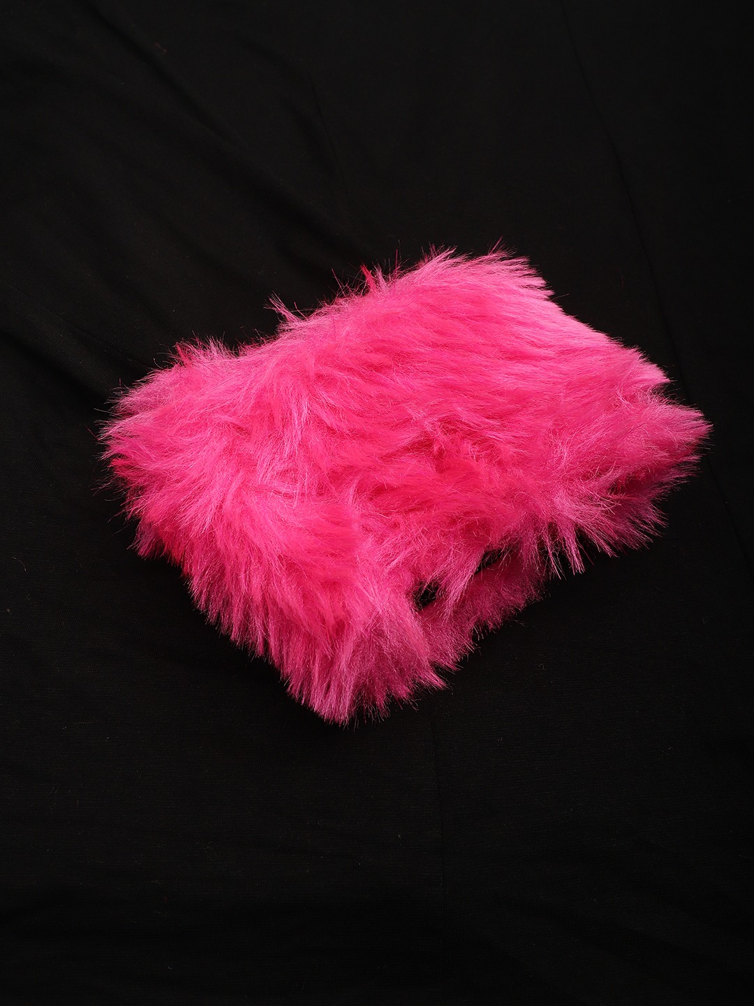 Women's Plus Size Dark Pink Solid Color Viscose Knitted Top with faux fur at cuff