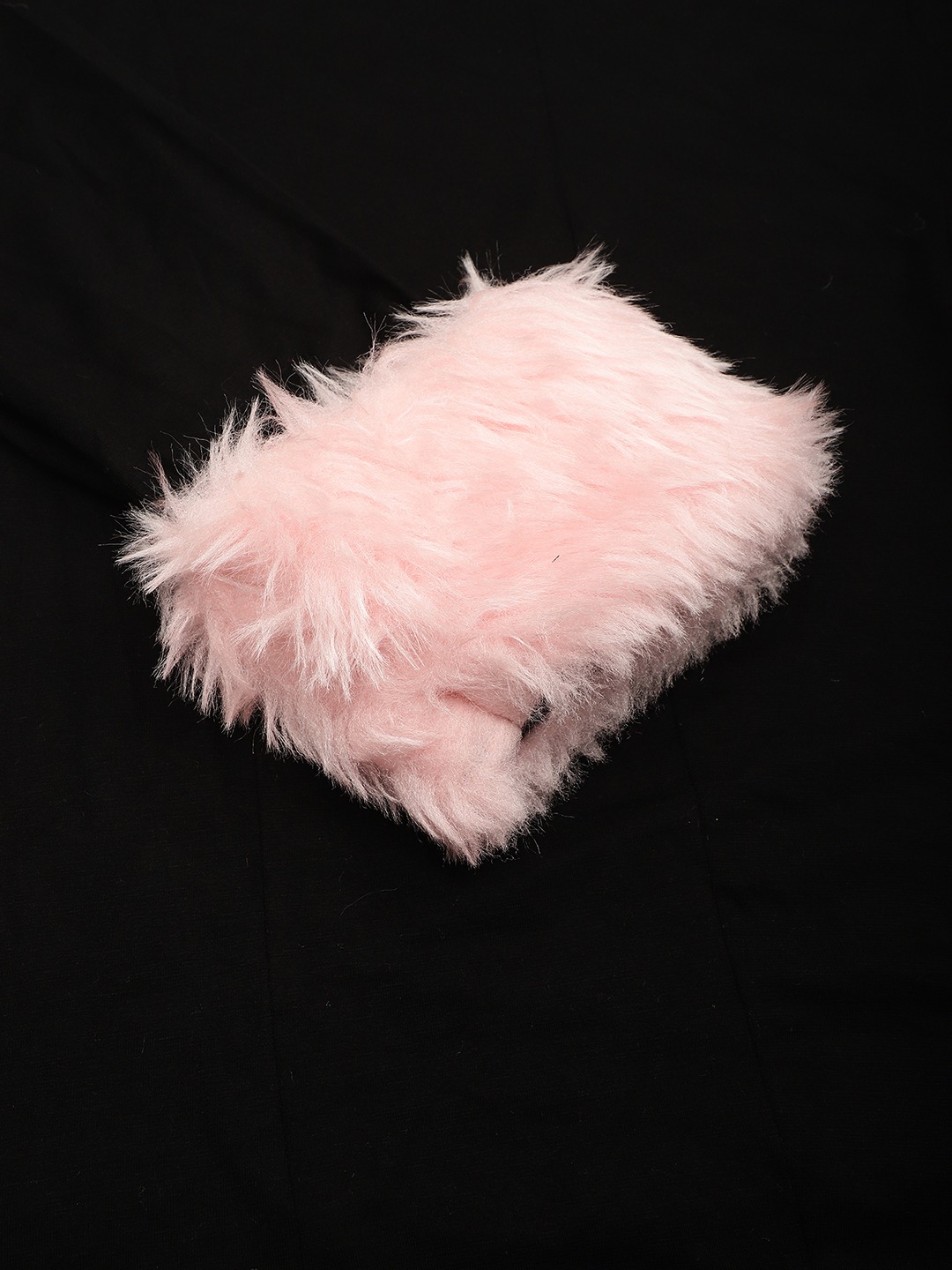 Women's Plus Size Pink Solid Color Viscose Knitted Top with faux fur at cuff