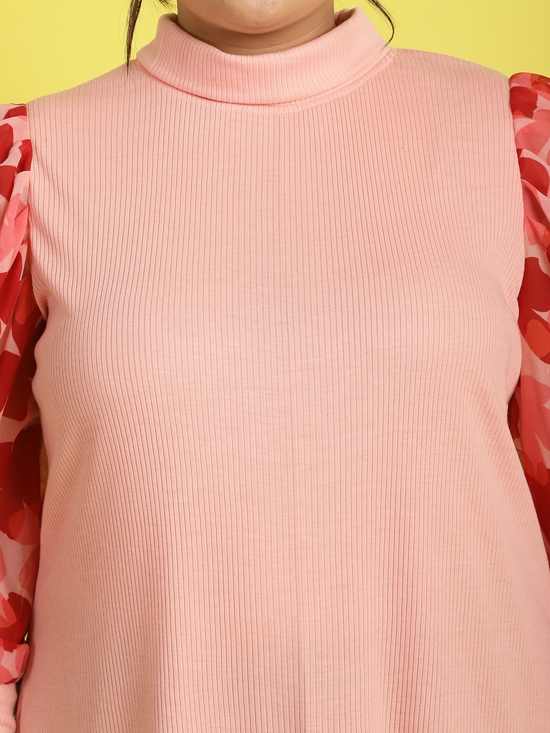 Women's Plus Size Pink Red and Orange floral Printed Longline Top
