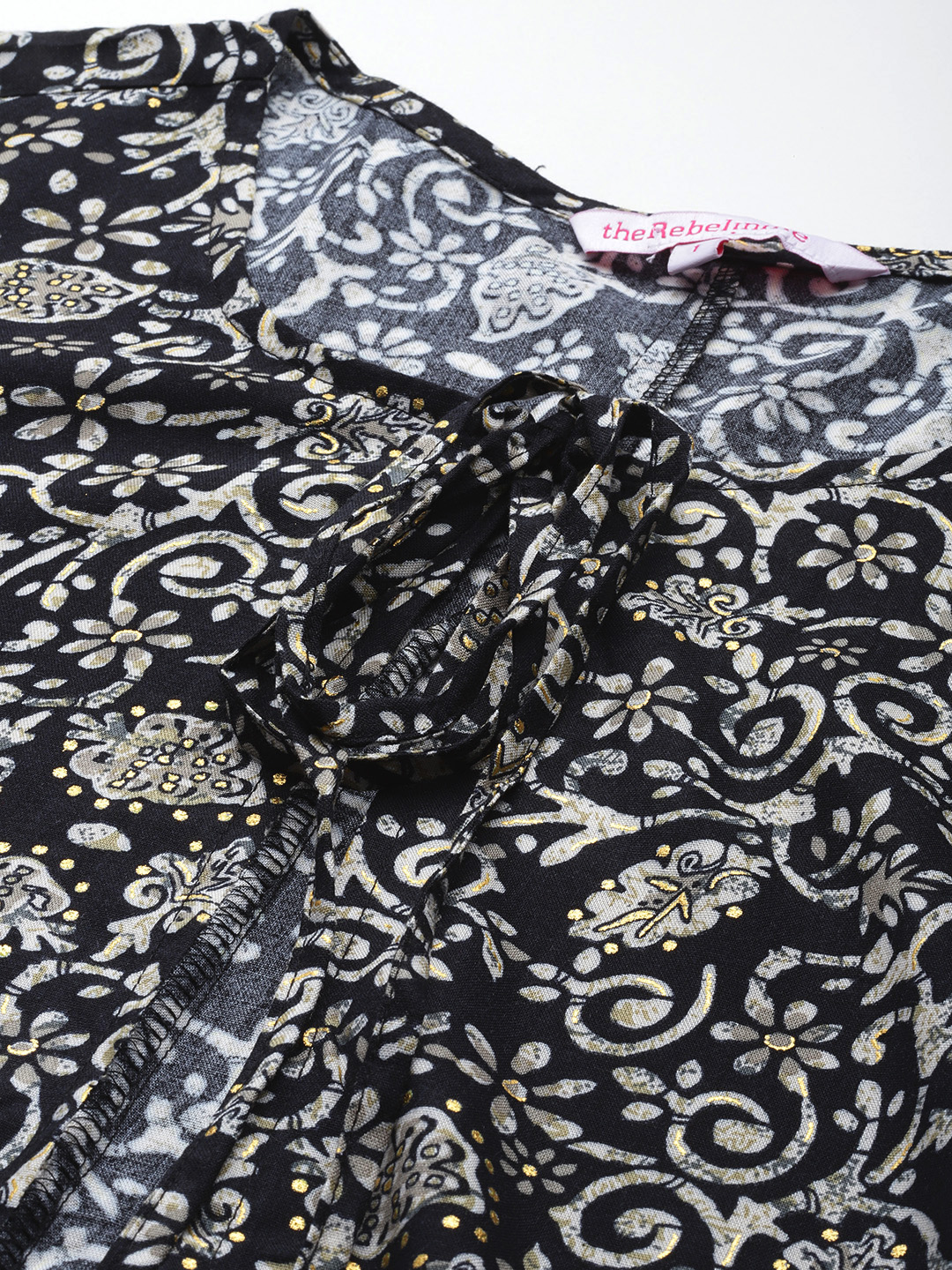 Women's Plus Size Black Batik Floral printed A-Line Clothing Set