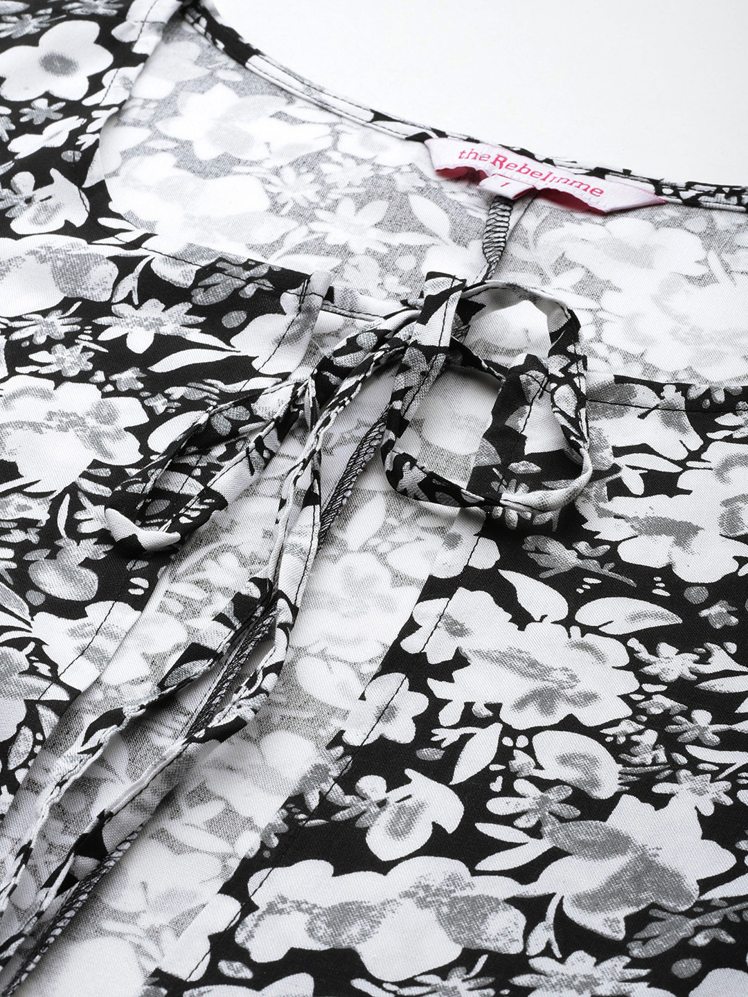 Women's Plus Size Black & White Floral printed A-Line Clothing Set