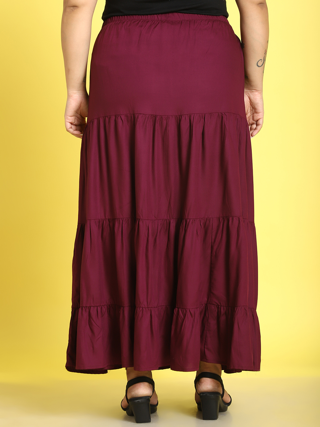 Women's Plus Size Plum Solid Color Maxi A-Line Skirt