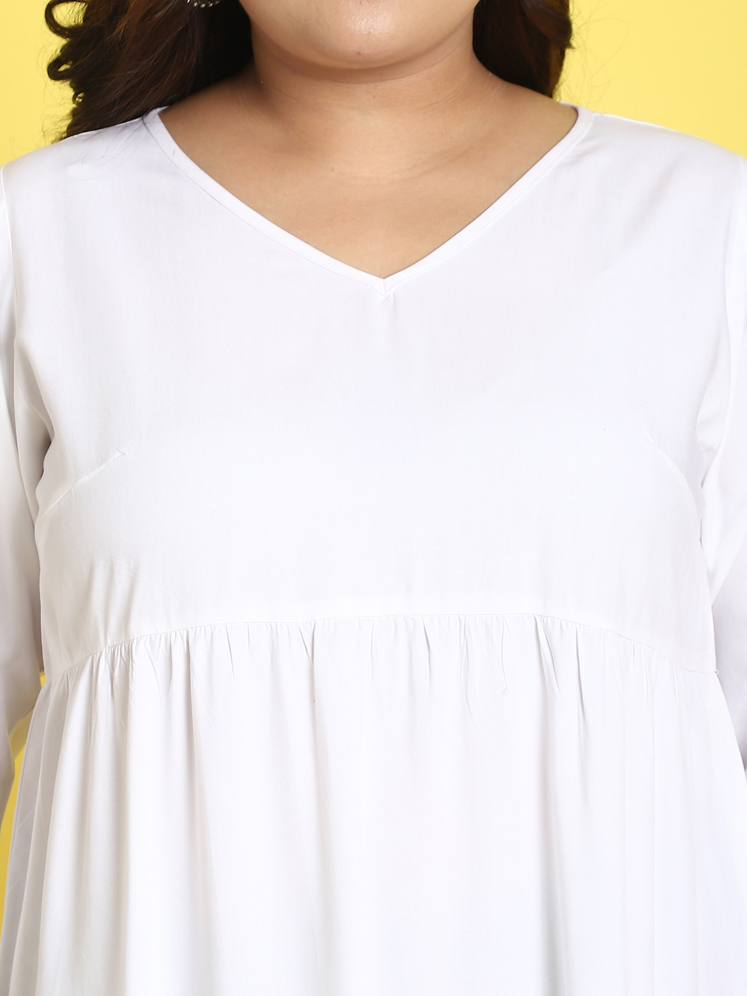 Women's Plus Size White Solid Color A-Line Midi dress